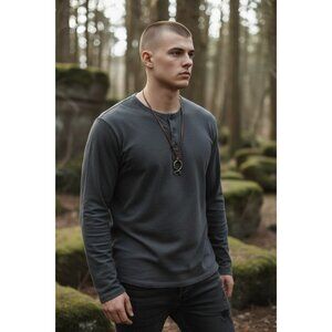 Norse Viking Brown Leather Necklace Silver Tone Twisted Adjustable Jewelry